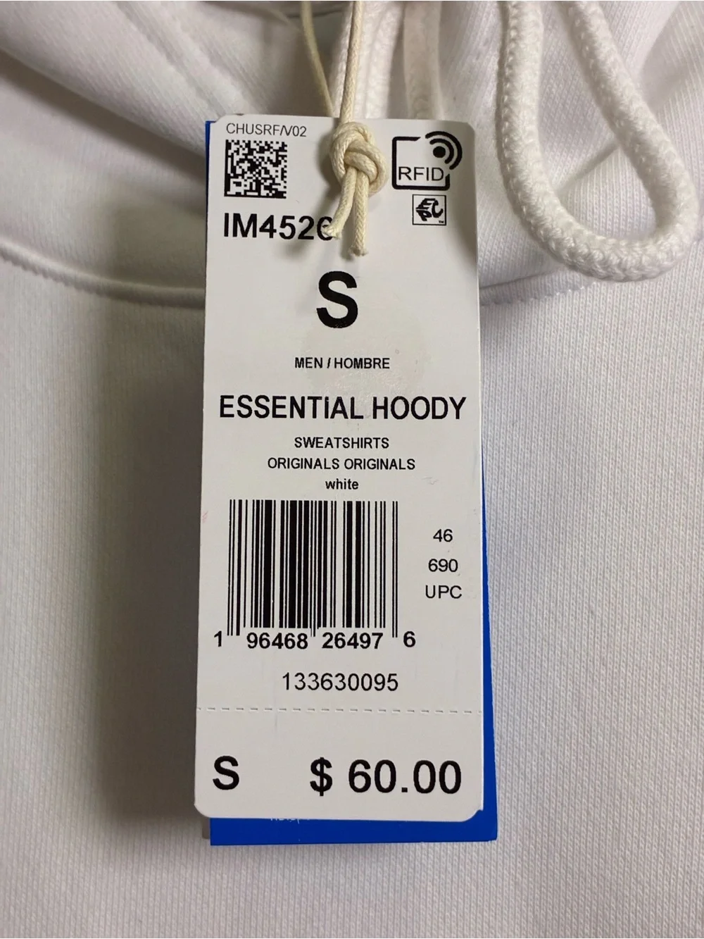 adidas White Trefoil Logo Hooded Pullover
